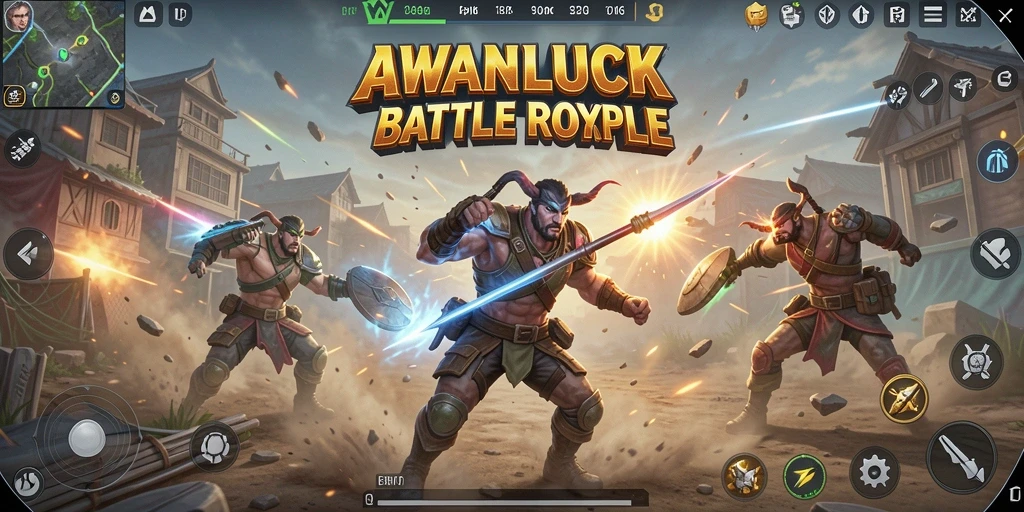 Gameplay seru di AWANLUCK dengan pertarungan Battle Royale yang menegangkan.