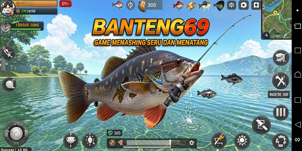 Screenshot BANTENG69 menampilkan aksi seru saat memancing ikan besar.