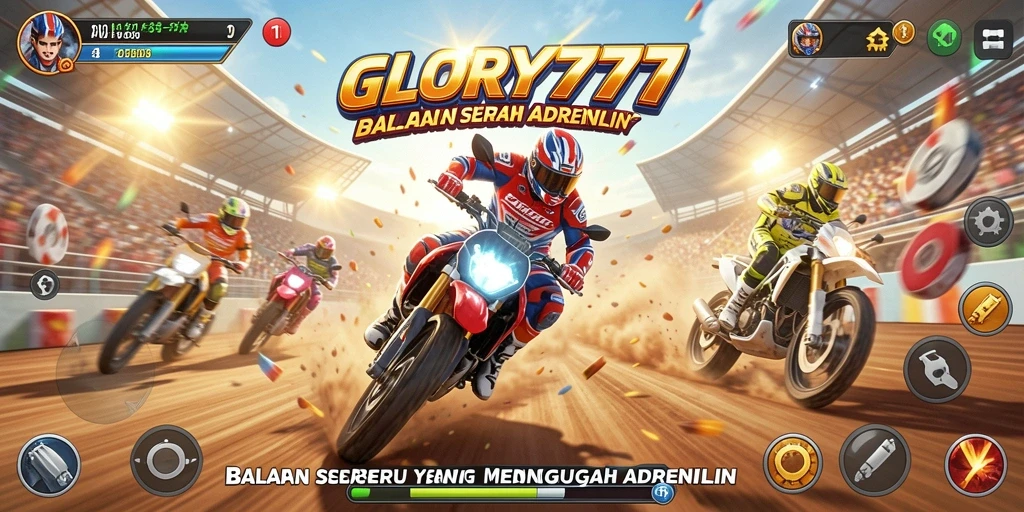 Tampilan gameplay GLORY777 yang mendebarkan dan penuh aksi balapan.