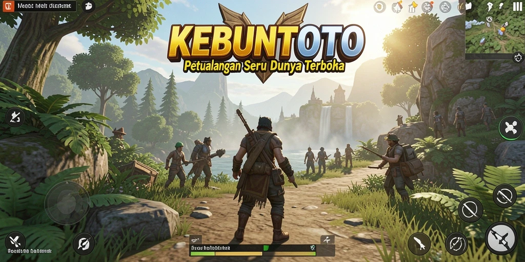 Screenshot gameplay KEBUNTOTO yang menampilkan petualangan di dunia terbuka.
