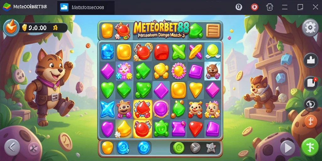 Gameplay seru dalam METEORBET88 dengan kombinasi warna-warni.