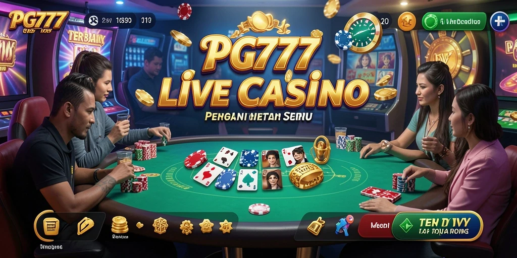 Screenshot PG777 menampilkan dealer langsung dan suasana permainan yang mendebarkan.