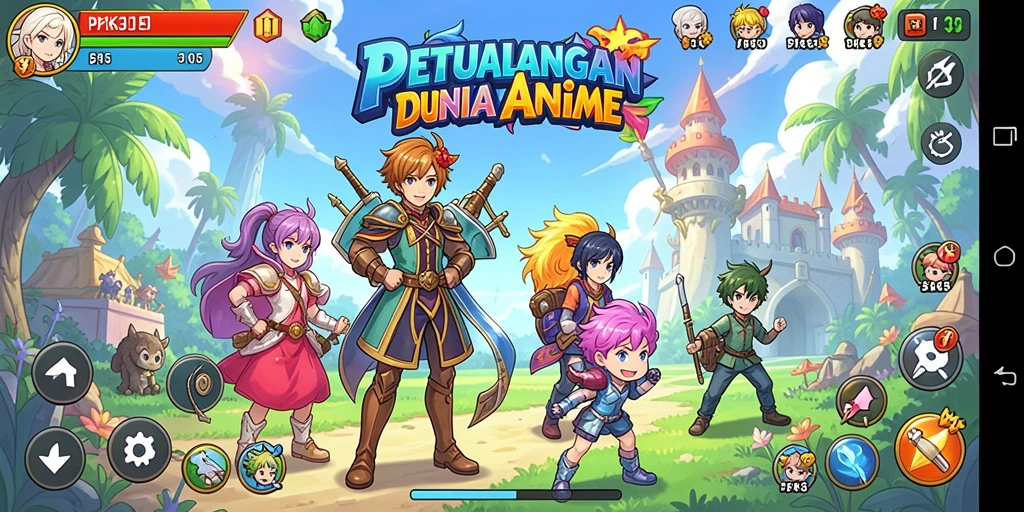 Tampilan gameplay menarik dengan karakter anime yang dinamis.