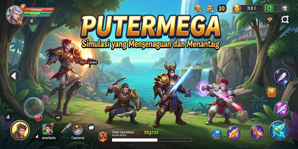 Tampilan gameplay PUTERMEGA yang penuh warna dan interaktif.