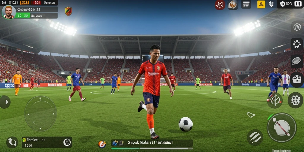 Gameplay <strong>QQ1221</strong> yang menampilkan aksi sepak bola mendebarkan.