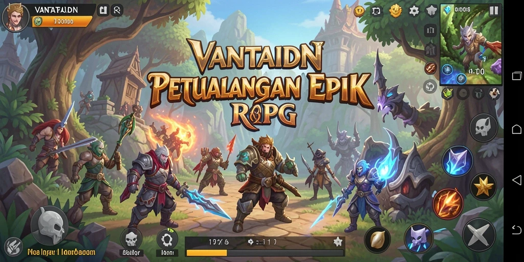 Screenshot menunjukkan pertarungan seru dan karakter heroik di VANTAIDN.